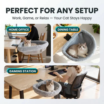 ZERO PET Cat Desk Hammock Bed - Upgraded Clamp, Soft & Sturdy Indoor Cat Nest, Holds Up to 45LBS, Machine Washable