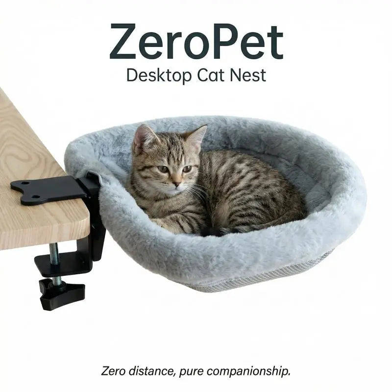 ZERO PET Cat Desk Hammock Bed - Upgraded Clamp, Soft & Sturdy Indoor Cat Nest, Holds Up to 45LBS, Machine Washable