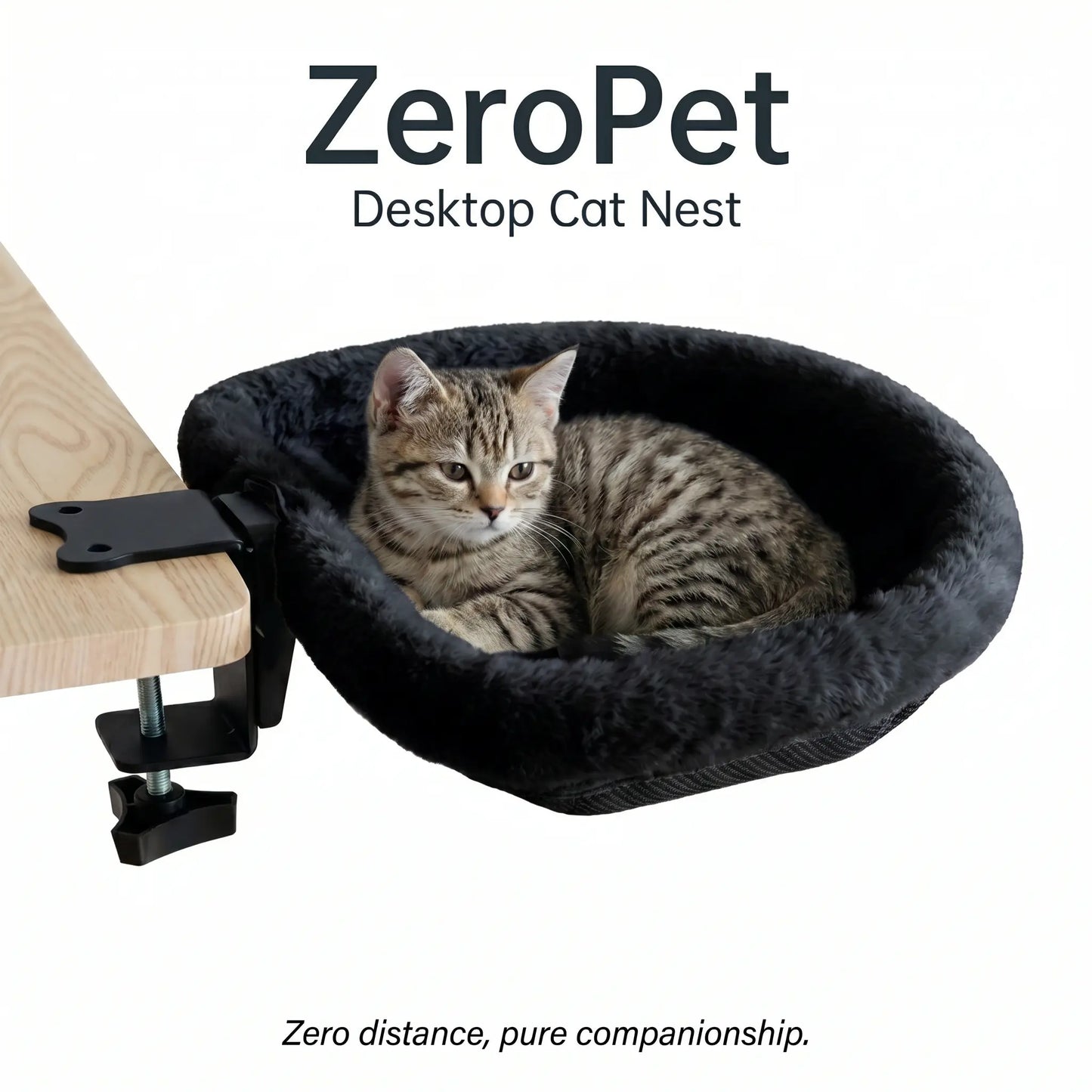 ZERO PET Cat Desk Hammock Bed - Upgraded Clamp, Soft & Sturdy Indoor Cat Nest, Holds Up to 45LBS, Machine Washable