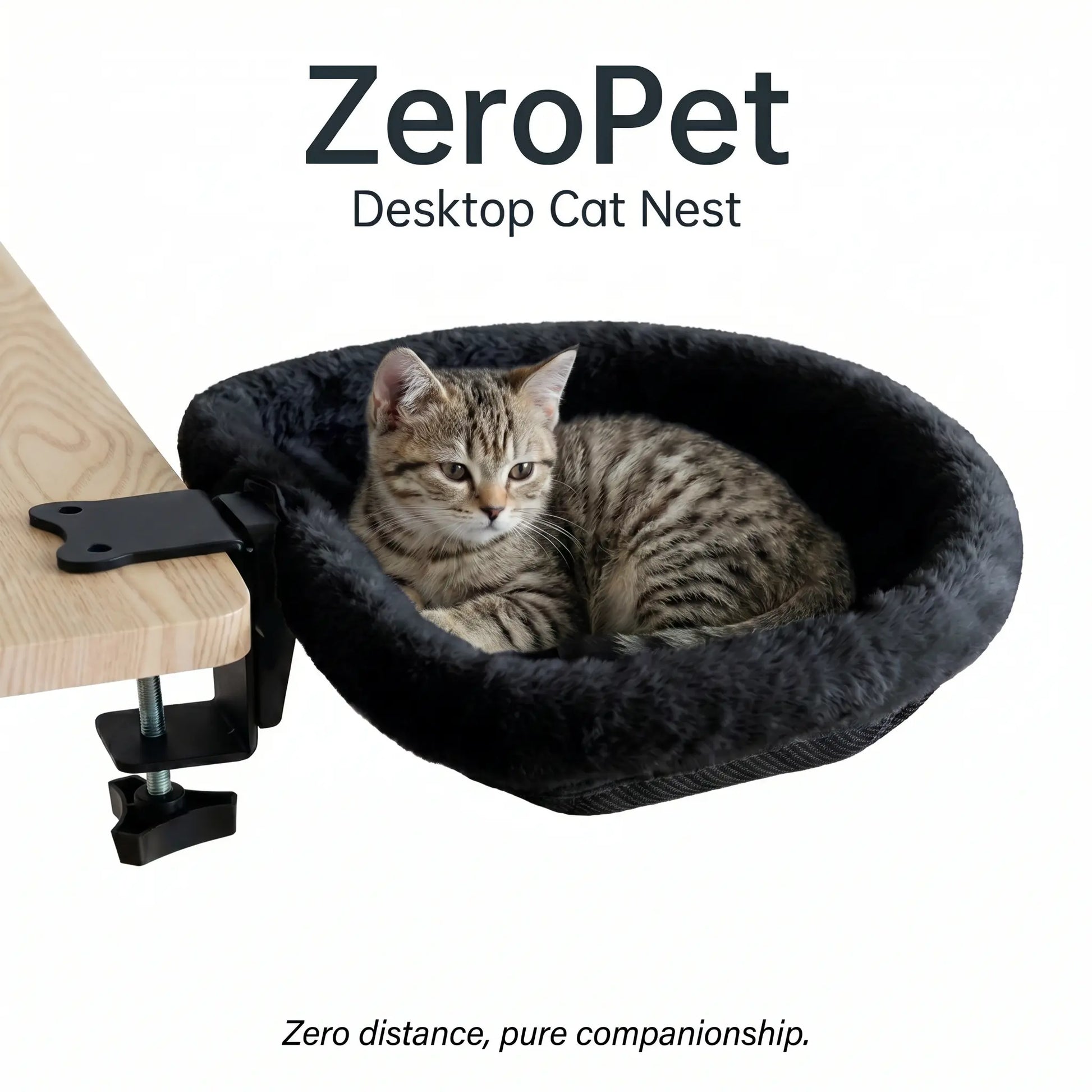 ZERO PET Cat Desk Hammock Bed - Upgraded Clamp, Soft & Sturdy Indoor Cat Nest, Holds Up to 45LBS, Machine Washable