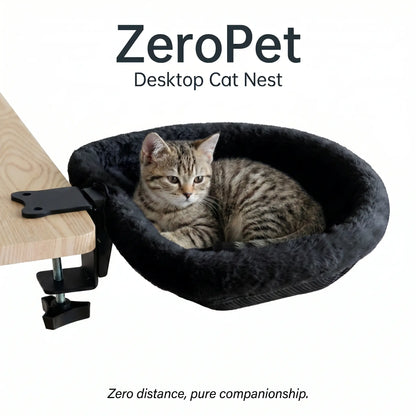 ZERO PET Cat Desk Hammock Bed - Upgraded Clamp, Soft & Sturdy Indoor Cat Nest, Holds Up to 45LBS, Machine Washable