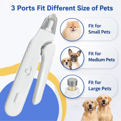 2-In-1 Dog Nail Clipper & Grinder (Paw Trimmer) with LED Light, Safe Precision Trim, Sharp Blades, Quiet Low Vibration, USB Rechargeable, for Small-Medium-Large Dogs Cats Home Grooming