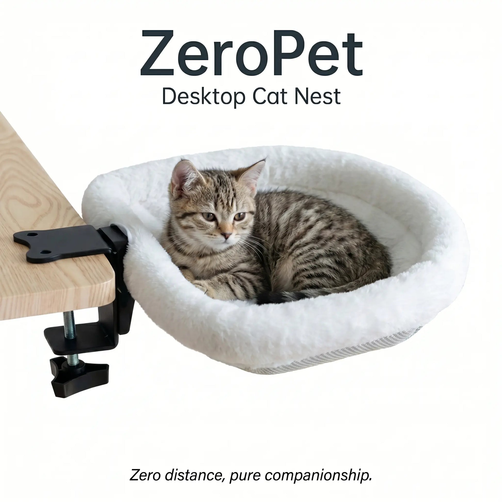ZERO PET Cat Desk Hammock Bed - Upgraded Clamp, Soft & Sturdy Indoor Cat Nest, Holds Up to 45LBS, Machine Washable