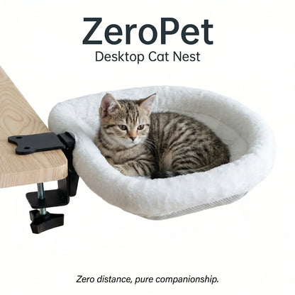 ZERO PET Cat Desk Hammock Bed - Upgraded Clamp, Soft & Sturdy Indoor Cat Nest, Holds Up to 45LBS, Machine Washable