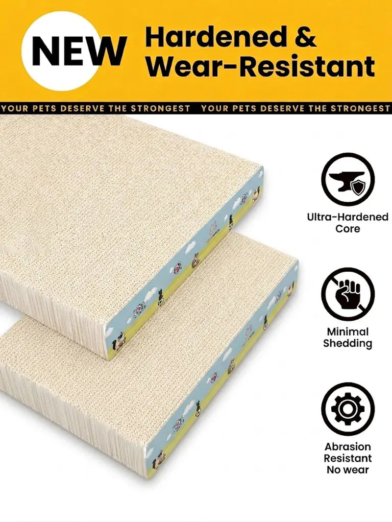 【Dealsforyoudays】Premium L-Shaped Cat Scratcher, Natural Non-Toxic Hardened Plant Fiber Cat Scratching Board Vertical, Sturdy Corrugated Cardboard Furniture Shield with Interactive Toy for Indoor Kitty