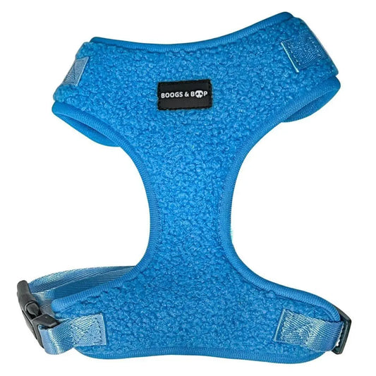Electric Blue Adjustable Teddy Fabric Dog Harness - Perfect Comfort & Style for Your Pup!