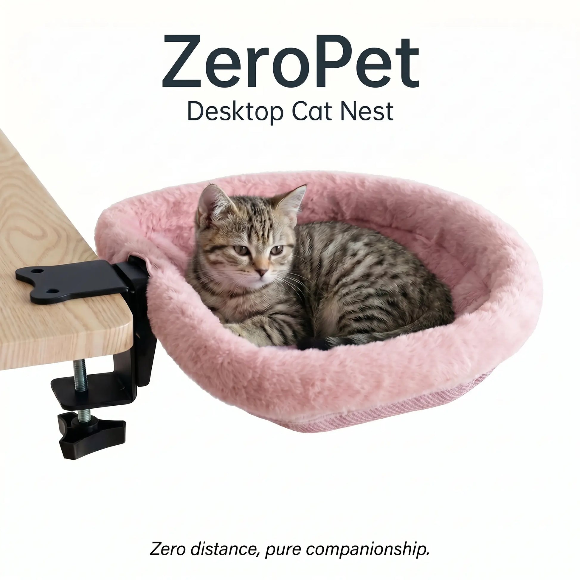 ZERO PET Cat Desk Hammock Bed - Upgraded Clamp, Soft & Sturdy Indoor Cat Nest, Holds Up to 45LBS, Machine Washable